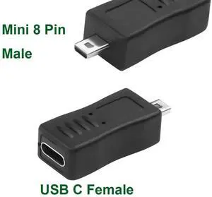 1pc Mini USB 8 Pin Male to USB Type C Female Convertor Adapter Connector Power Charge Data Sync for MP3 Digital Camera 1pc Mini USB 8 Pin Male to USB Type C Female Convertor Adapter Connector Power Charge Data Sync for MP3 Digital Camera