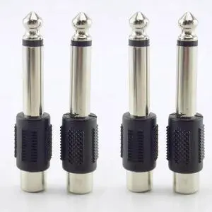 Audio Adapters RCA/AV Female Jack to 6.35mm Male Plug to RCA Female Connectors Plugs For DIY FM Microphone Mic 4pcs/lot
