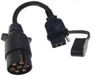 EU To US Trailer Light Converter 7 Pin Round Adapter European Trailer To 4 Pin Flat Socket Vehicle Tow Hitch Wire Plug