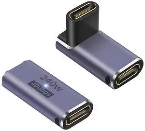 2pcs 240W USB C 4.0 Female to Female 90 Degree Angle Coupler Extender Adapter Connector 40Gbps Fast Charging 8K Video Output 2pcs 240W USB C 4.0 Female to Female 90 Degree Angle Coupler Extender Adapter Connector 40Gbps Fast Charging 8K Video Output