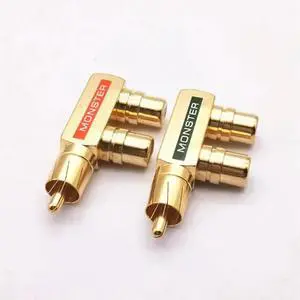 Copper Gold-Plated Lotus One Divided Into Two RCA Male To 2rca Female Audio Signal Converter Rca3 Head Converter Copper Gold-Plated Lotus One Divided Into Two RCA Male To 2rca Female Audio Signal Converter Rca3 Head Converter