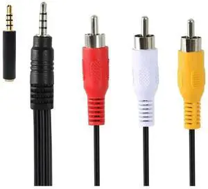 FOR 3.5 mm to RCA AV Camcorder Video Cable 3.5mm Male to 3RCA Male Plug Stereo Audio Video AUX Cable for Smartphones,MP3, s