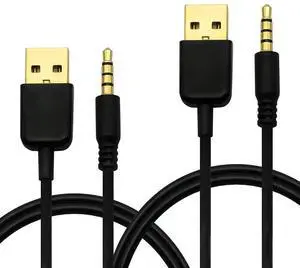 FOR USB A to 3.5mm AUX Cable Adapter,USB 2.0 Male to 3.5mm Jack Data Cable for MP3 MP4 Players,Headphones,Voice Recorder,-3FT -2Pcs