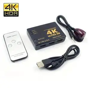 3 in 1 Out HDMI-compatible Splitter 4K HDTV Switcher Selector Video Box Adapter With IR Remote for Laptop PC HDTV DVD PS4 TV
