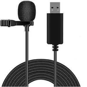 1.5m USB Lavalier Microphone Clip-on Lapel Mic for PC Computer Laptop Vocals Streaming Recording Studio YouTube Video Gaming