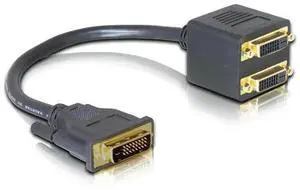 FOR DVI Male to 2 DVI Female Adapter cable Single Link DVI Splitter 1 to 2 Port Y Extension Cable Adapter for PC HDTV Black