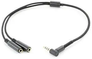 FOR 3.5mm Audio Stereo Y Splitter Cable 90 Degree Right Angle 3.5mm Male to 2 Female Jack Headphone Splitter Adapter SinLoon for Tab