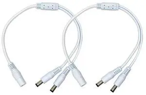 FOR 2Pack White 1 female to 2 male Way DC Power Splitter Cable Barrel Plug 5.5x2.1mm for CCTV Cameras LED Light Strip more FOR 2Pack White 1 female to 2 male Way DC Power Splitter Cable Barrel Plug 5.5x2.1mm for CCTV Cameras LED Light Strip more