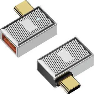 FOR 10Gbps USB C to USB3.1 90° Angle OTG Adapter120W Type C Male to USB3.1 Female Right Angle Data Connector LED Light 2pack FOR 10Gbps USB C to USB3.1 90° Angle OTG Adapter120W Type C Male to USB3.1 Female Right Angle Data Connector LED Light 2pack