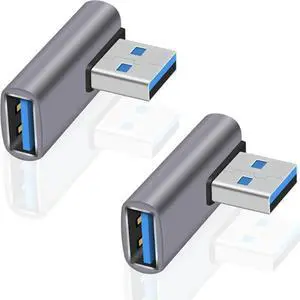 FOR 10GB USB 3.0 Type A to Type A Male to Female Adapter, 90 Degree USB 3.0 Adapter for Camera, USB hub, Mouse, Printer, 2Pack
