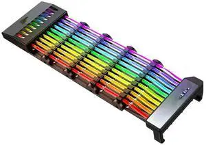 FOR PSU Extension Cable RGB Trunking Cover Rainbow Bridge for 24Pin ATX Cable MOD Line, 5V Rainbow RGB M/B SYNC