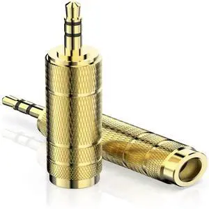 FOR 2pack 3.5mm (1/8 inch) Male to 6.35mm (1/4 inch) Female Stereo Audio Headphones Adapter,3.5 to 6.35 mm Converter for Smartphones