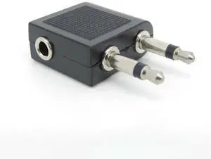 Nickel plated Air Plane dual 3.5mm Airplane socket Airline Headphone Mono Audio Converter Travel Jack Plug Splitter Adapter L1