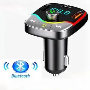 Car Bluetooth 5.0 FM Transmitter PD Type-C Dual USB 3.1A Fast Charger Colorful Ambient Light Handsfree MP3 Modulator Player Car Bluetooth 5.0 FM Transmitter PD Type-C Dual USB 3.1A Fast Charger Colorful Ambient Light Handsfree MP3 Modulator Player