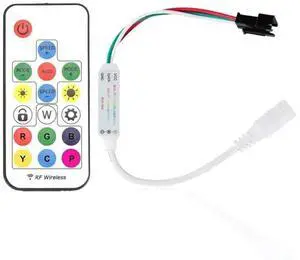 17Key Digital RGB LED Strip Controller for WS2812B WS2811, 2048Pixels, 300 Kinds of Changes, DC5V 12V, RF Wireless Remote 17Key Digital RGB LED Strip Controller for WS2812B WS2811, 2048Pixels, 300 Kinds of Changes, DC5V 12V, RF Wireless Remote