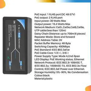 2 Port POE Extender 10/100Mbps With IEEE 802.3Af Standard Input / Output For IP Camera Extend 100 Meters For POE Range