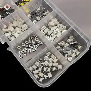 250Pcs Micro Tactile Tact Push Button Switch Momentary Self-Reset Car Remote Control 2P 4 Pin SMD PCB Assorted Kit