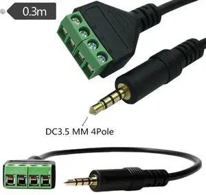 Aomoproing 10pcs 3.5mm 1/8" Stereo TRRS Male 4 Pole To 4 Pin AV Screw Video Shield Balun Terminal Plug Connector Solderless Adapter Cable