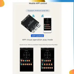 Aomoproing 2X Bluetooth 5.0 100W+100W Power Subwoofer Amplifier Board 2.1 Channel Class D Home Audio Stereo Equalizer Amp XY-T100L