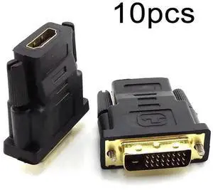 Aomoproing 10pcs 24+1 DVI Male to Female HDMI-compatible Converter DVI Adapter Support 1080P For HDTV Projector Gold Plated Adapter