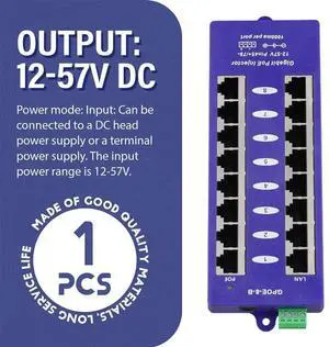 Aomoproing Power Over Ethernet Injector Mid-Span Poe Injector Mode B For Mikrotik UBNT CCTV Network Wall-Mounted