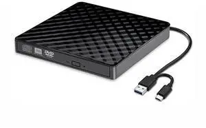 Aomoproing CD Writer DVD RW USB3.0 Type-C 2 In 1 Slim External Optical Drive Burner Reader Player For Laptop Desktop PC