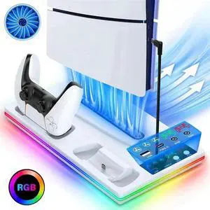 Aomoproing Heat Dissipation Bracket Base With RGB Lighting For PS5 Double Handle Handle Charging Block For PS5/SLIM/Pro Host B