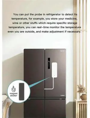 Aomoproing Tuya For Home Hygrometer Temperature Humidity Sensor With External Probe For APP Monitoring For Plants Aquarium