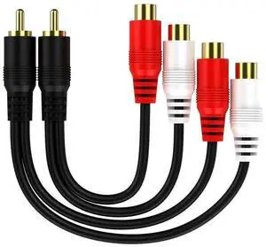 FOR RCA 1 Male to 2 Female Audio Speaker Y Adapter Splitter Cable with OFC Conductor Dual Shielding Gold Plated Metal Shell Flexible