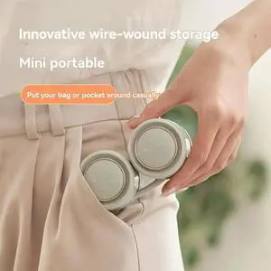 Aomoproing Hanging Neck Fan Outdoor Leafless Portable Large Wind USB Lazy Person Hanging Neck Fan