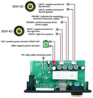 Aomoproing 2X Bluetooth Audio Decoder Amplifier Board 2X80w 160W Amplifier Audio Player 12V DIY MP3 Player FM Radio Module TF USB