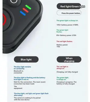 Aomoproing Wireless Camera Remote Control With Wrist Strap For X5/X4/ACE Pro Gopro Hero 13-8 Series Action Camera