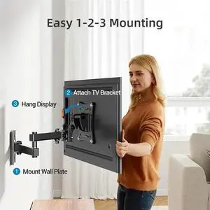 Aomoproing Full Motion Corner TV Holder Wall Mount Bracket Adjustable Support Stand For 10-32 Inch TV Swivel Tilts Monitor
