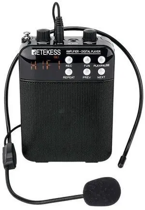 Aomoproing RETEKESS TR619 Megaphone FM Recording Voice Amplifier Teacher Microphone Speaker with USB TF Card Socket AUX in Rich