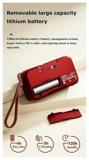 Aomoproing Portable Radio FM Mini Bluetooth Radios Speaker Hifi Sound Soundbar Subwoofer Handsfree Music Player Recorder With Mic