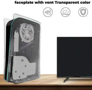 Aomoproing Transparent Cooling Vent Shell Hard Plastic Replacement Plate Case Cover For PS5 Disc Edition Gaming Console