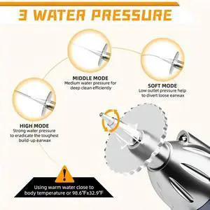 Aomoproing Electric Ear Canal Flushing Tool 3 Stages Pressure Controlled Ear Wax Cleaner Set Portable For Adults Children Ear Removal