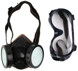 Aomoproing Protection Filter Dual Gas Mask Chemical Gas Anti Dust Paint Respirator Face Mask with Goggles Industrial Safety Wholesale