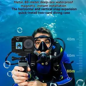 Aomoproing 80M Waterproof Case Underwater Diving Housing With Universal Two-Card Holder For Action 5 Pro 4 3 Action Camer