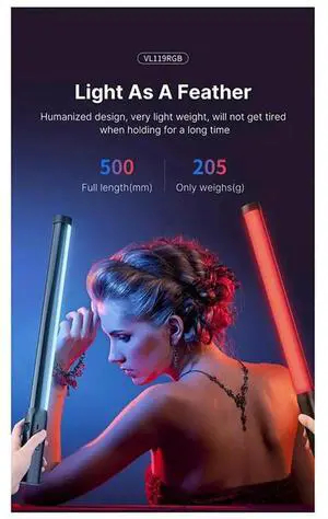 Aomoproing Ulanzi VL119 RGB Stick Light Handheld Light Wand LED Video Light Portable Photography Lighting Fill Lamp