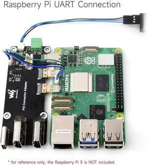 Waveshare Micro HDMI to HDMI Multifunctional Adapter, Compatible with Raspberry Pi 5/4B, Dual 4K Outputs, Power Via Type-C Port or Screw Terminal