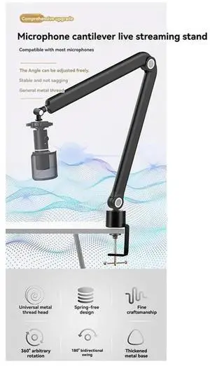 Aomoproing Microphone Boom Arm,360°Rotatable Mic Stand,Microphone Holder With 3/8In 5/8In Adapters,Microphone Arm With Accessories