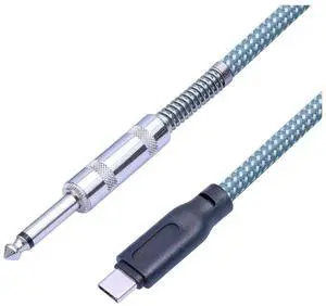 For 6.35mm Male to USB Type-C Male Guitar Audio Cable 1/4Inch to USB-C Recording Cord Guitar to USB C Record Cable 1 Meter