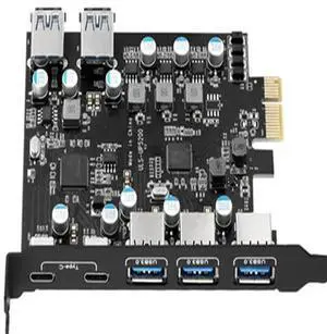 FOR 7-Port PCI-E to Type C (2), with 2 Rear USB 3.0 Ports PCI Express Card Desktop PC PCI-E to USB 3.0 Expansion Card FOR 7-Port PCI-E to Type C (2), with 2 Rear USB 3.0 Ports PCI Express Card Desktop PC PCI-E to USB 3.0 Expansion Card