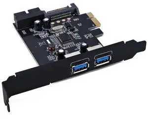 FOR PCIE TO 2 Port USB 3.0 PCI-e Internal 20Pin Adapter PCI Express 5.0Gbps 19Pin 7207201 Chipset SATA 15PIN Power Supply