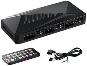 FOR 6P ARGB 6-Way Splitter 5V 3Pin Fan Controller Hub SATA Powered 4Pin PWM Standoff Hub for PC Case FOR 6P ARGB 6-Way Splitter 5V 3Pin Fan Controller Hub SATA Powered 4Pin PWM Standoff Hub for PC Case