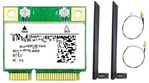 FOR AX210HMW WiFi Card+2X WiFi 6E Mini PCI-E AX210 802.11Ax/Ac 2.4G/5G/6Ghz BT5.2 Adapter for Laptop