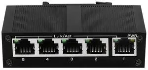FOR 5 Port 100Mbps Network Switch Ethernet Industrial Grade Switch Unmanaged Rail Type Industrial Network Splitter EU Plug FOR 5 Port 100Mbps Network Switch Ethernet Industrial Grade Switch Unmanaged Rail Type Industrial Network Splitter EU Plug
