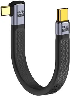 Aomoproing Right Angled 240W Type-C USB-C Male to Male USB4 40Gbps 100W 8K Flat Slim FPC Data Cable for Laptop Phone 13cm Aomoproing Right Angled 240W Type-C USB-C Male to Male USB4 40Gbps 100W 8K Flat Slim FPC Data Cable for Laptop Phone 13cm