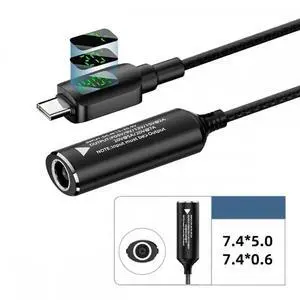 Aomoproing DC Jack 7.4x5.0mm Input to USB-C Type-C Power 140W Smart LED Display Charge Cable for Laptop Phone PD9V/5V/20V/7A Aomoproing DC Jack 7.4x5.0mm Input to USB-C Type-C Power 140W Smart LED Display Charge Cable for Laptop Phone PD9V/5V/20V/7A